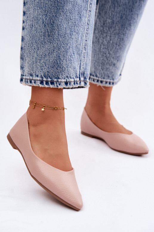 Baleríny z umelej kože farby ružovej Nelisa