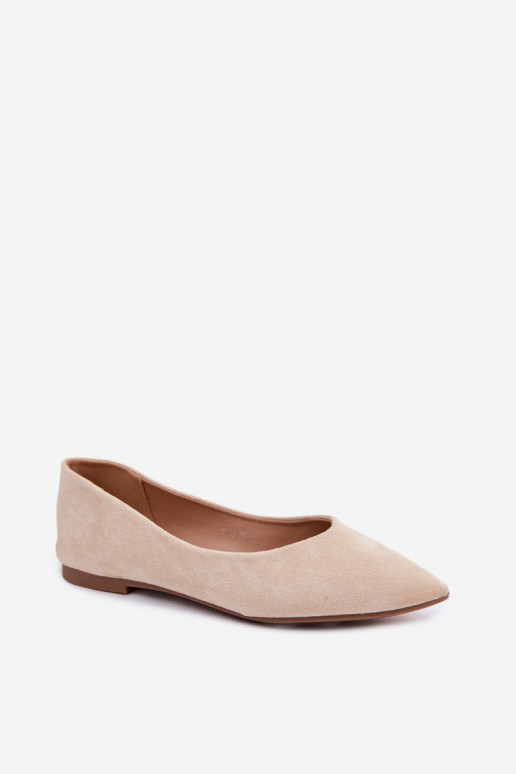 Baleríny ploché z umelého semišu farby pieskovej Lelisa
