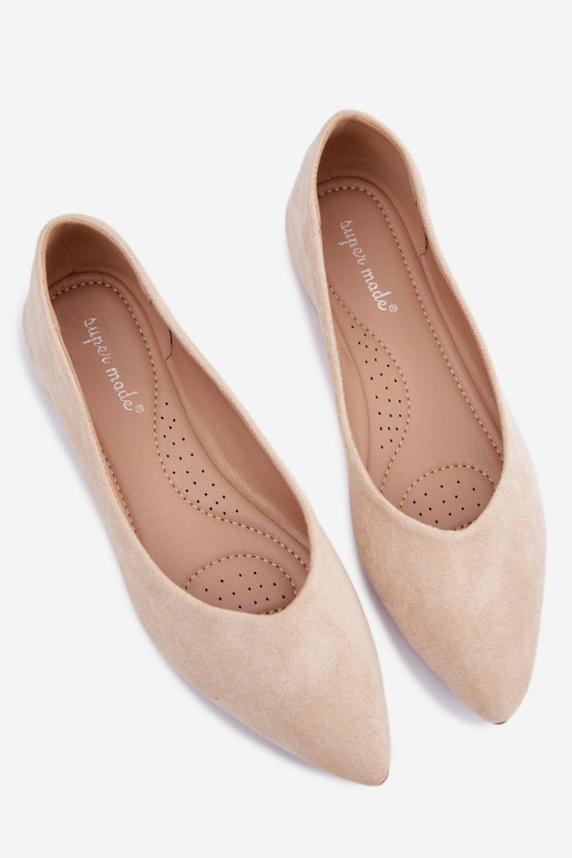 Baleríny ploché z umelého semišu farby pieskovej Lelisa