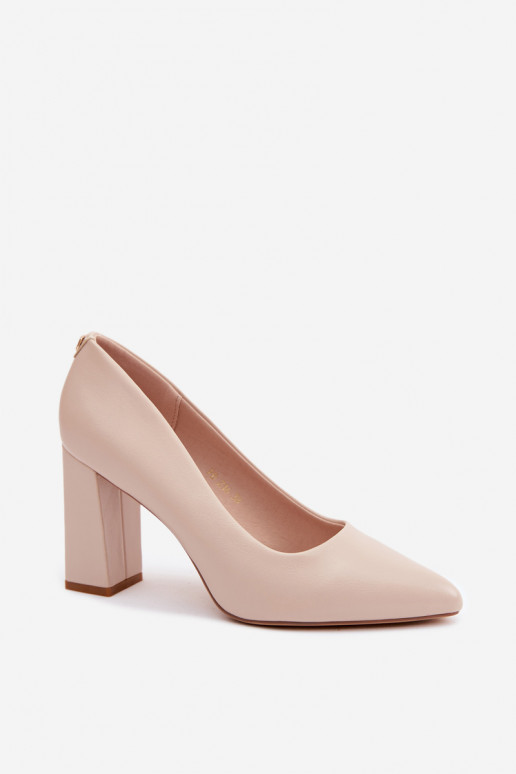 Topánky na podpätku z umelej kože Sergio Leone PB216 farby slonoviny