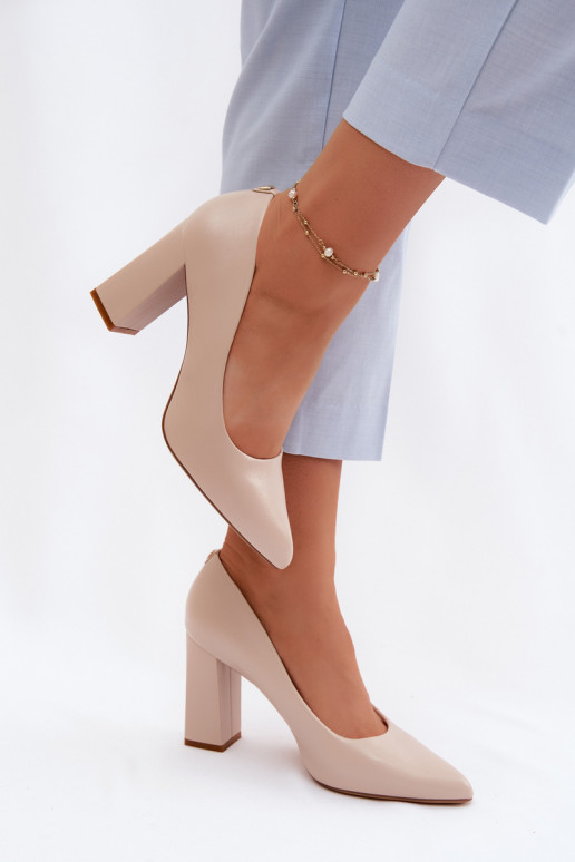 Topánky na podpätku z umelej kože Sergio Leone PB216 farby slonoviny