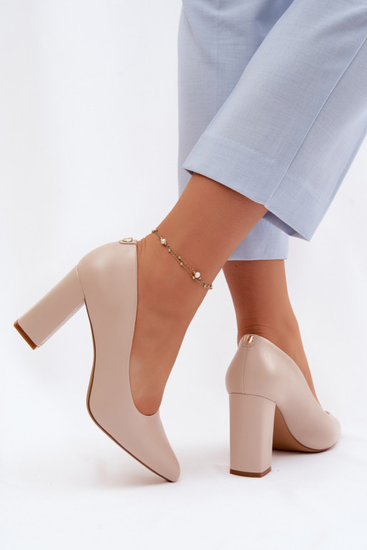 Topánky na podpätku z umelej kože Sergio Leone PB216 farby slonoviny