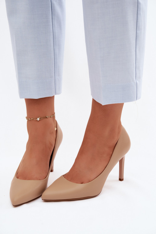 Vysoké podpätky z umelej kože Sergio Leone 1339 farby piesku