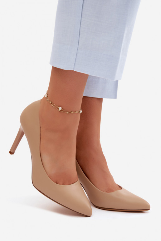 Vysoké podpätky z umelej kože Sergio Leone 1339 farby piesku