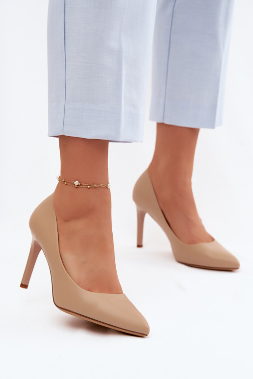 Vysoké podpätky z umelej kože Sergio Leone 1339 farby piesku