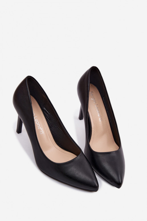 Vysoké podpätky z umelej kože Sergio Leone 1339 čiernej farby