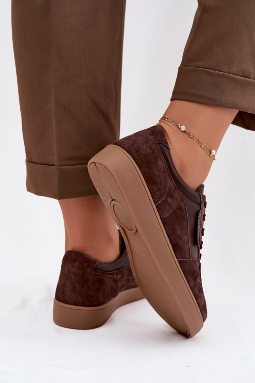 Semišové dámske sneakers Vinceza 7933 v čokoládovej farbe