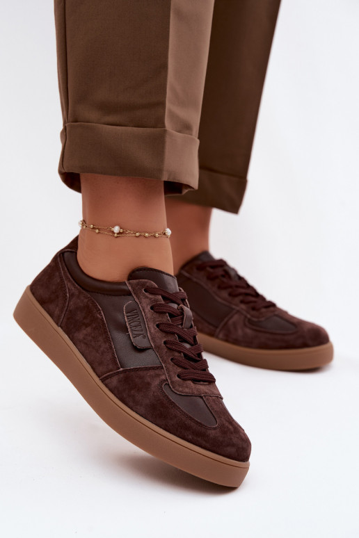 Semišové dámske sneakers Vinceza 7933 v čokoládovej farbe