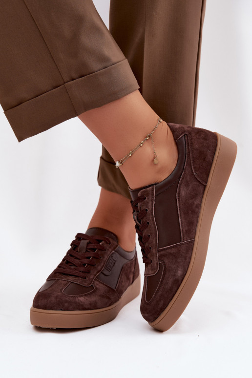 Semišové dámske sneakers Vinceza 7933 v čokoládovej farbe