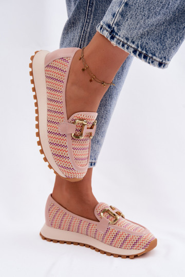 Tenisky model obuvi Slip On Ze zlatej farbym Detalem GOE TT2N4081 Ružová