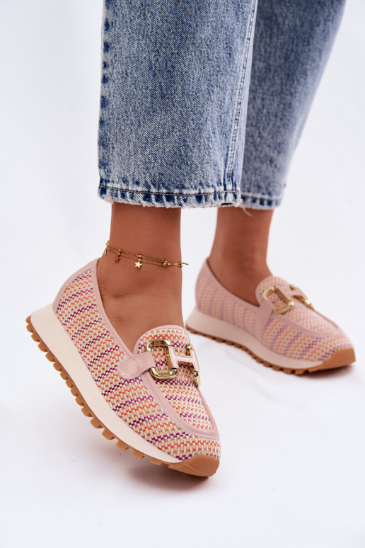 Tenisky model obuvi Slip On Ze zlatej farbym Detalem GOE TT2N4081 Ružová