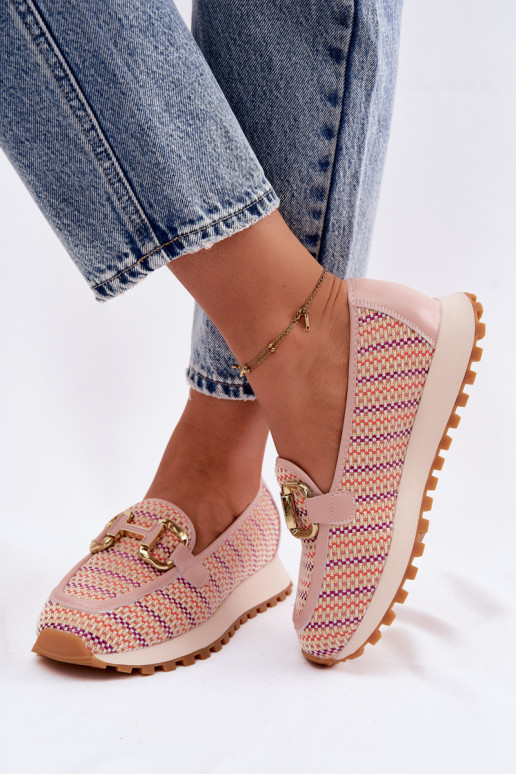 Tenisky model obuvi Slip On Ze zlatej farbym Detalem GOE TT2N4081 Ružová