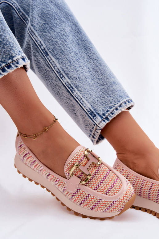 Tenisky model obuvi Slip On Ze zlatej farbym Detalem GOE TT2N4081 Ružová