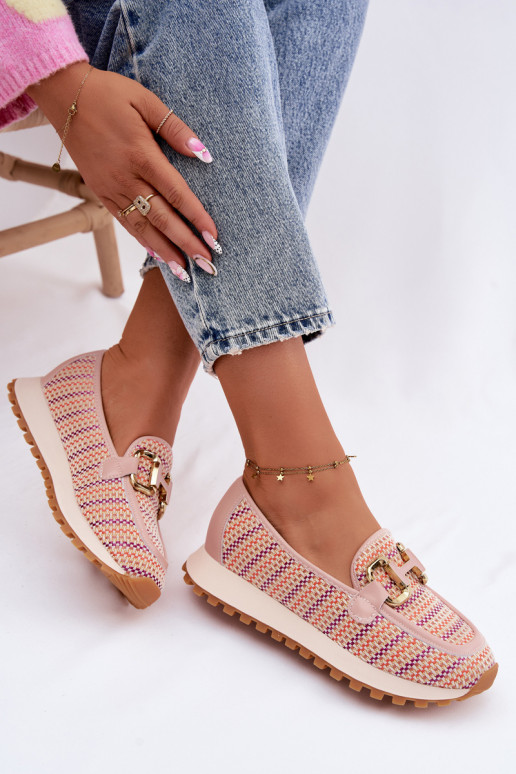 Tenisky model obuvi Slip On Ze zlatej farbym Detalem GOE TT2N4081 Ružová
