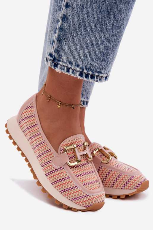 Tenisky model obuvi Slip On Ze zlatej farbym Detalem GOE TT2N4081 Ružová