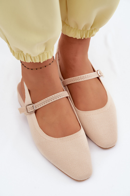 materiál sandále Balerínky Dámske s popruhmi slonovina Selrene