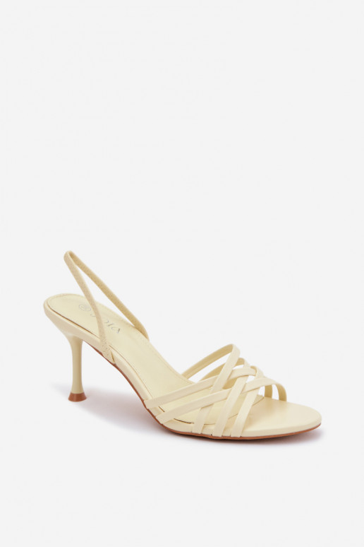 Dámske sandále s tenkými podpätkami S pruhmi žltá Velivelle