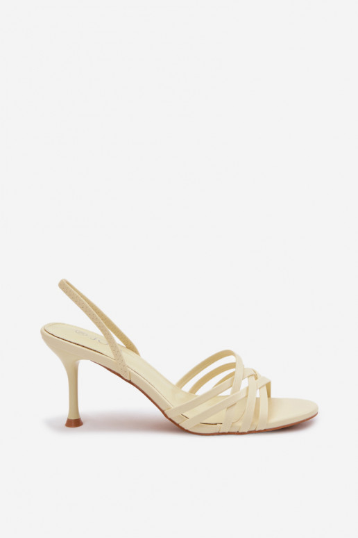 Dámske sandále s tenkými podpätkami S pruhmi žltá Velivelle