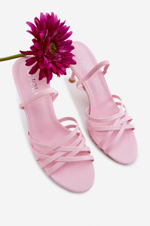 Dámske sandále s tenkými podpätkami S pruhmi Ružová Velivelle