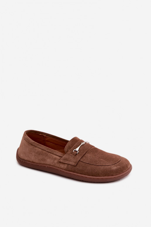 Zamszové barefoot mokasíny Zazoo 322, hnedá farba
