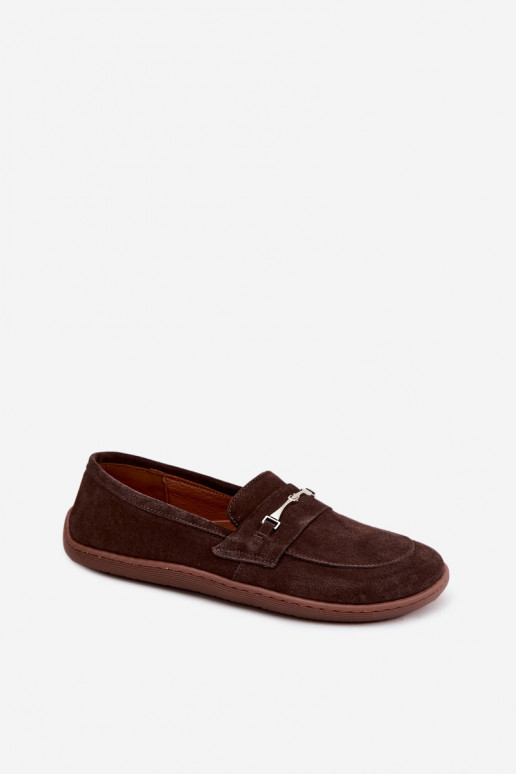 Zamszové barefoot mokasíny Zazoo 322, čokoládová farba