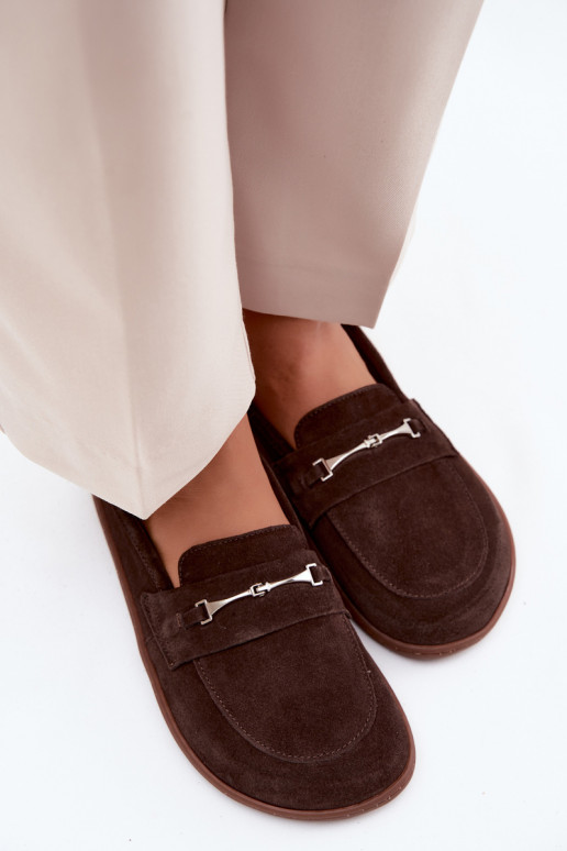 Zamszové barefoot mokasíny Zazoo 322, čokoládová farba