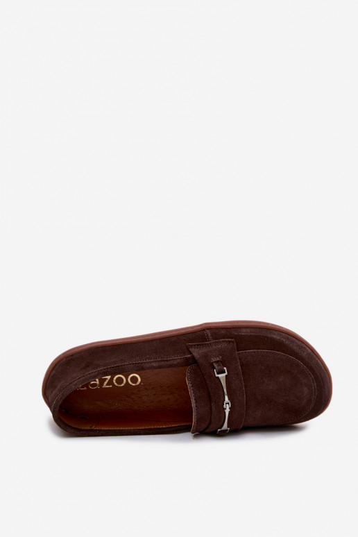 Zamszové barefoot mokasíny Zazoo 322, čokoládová farba