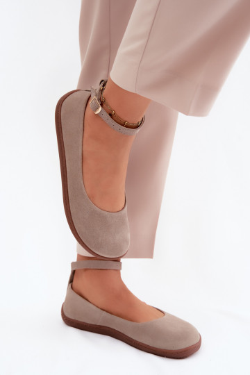 Zamszové barefoot baleríny Zazoo 020, farba cappuccino