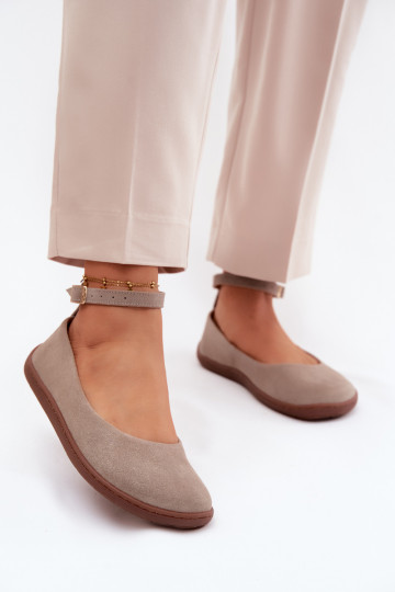 Zamszové barefoot baleríny Zazoo 020, farba cappuccino 2