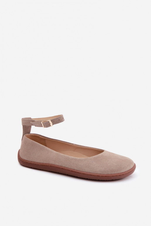 Zamszové barefoot baleríny Zazoo 020, farba cappuccino
