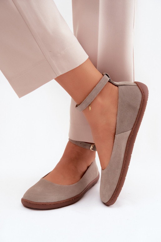 Zamszové barefoot baleríny Zazoo 020, farba cappuccino