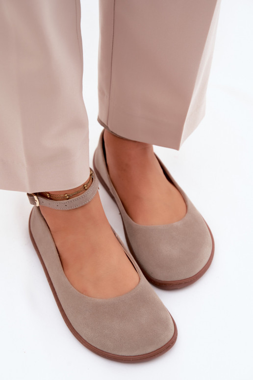 Zamszové barefoot baleríny Zazoo 020, farba cappuccino