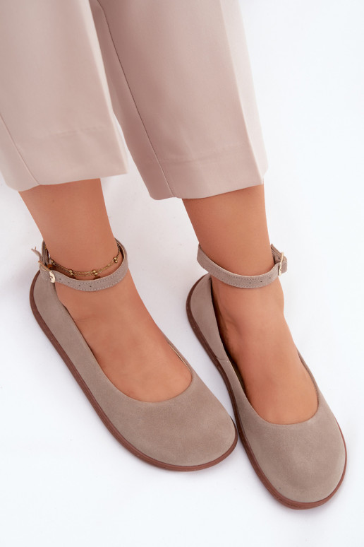 Zamszové barefoot baleríny Zazoo 020, farba cappuccino