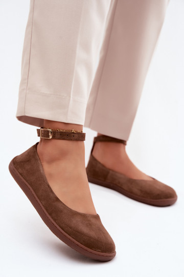 Zamszové barefoot baleríny Zazoo 020, hnedá farba