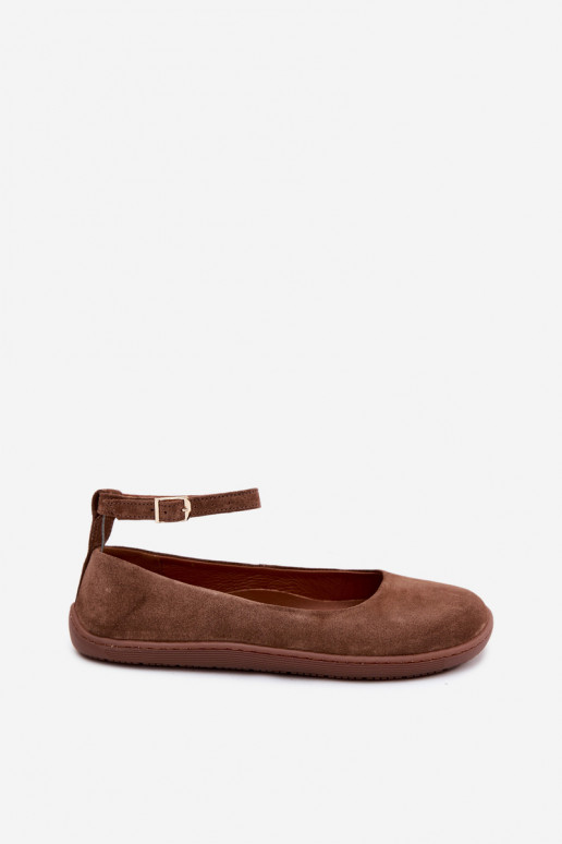 Zamszové barefoot baleríny Zazoo 020, hnedá farba