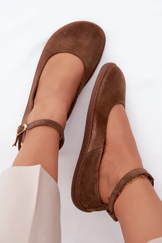 Zamszové barefoot baleríny Zazoo 020, hnedá farba