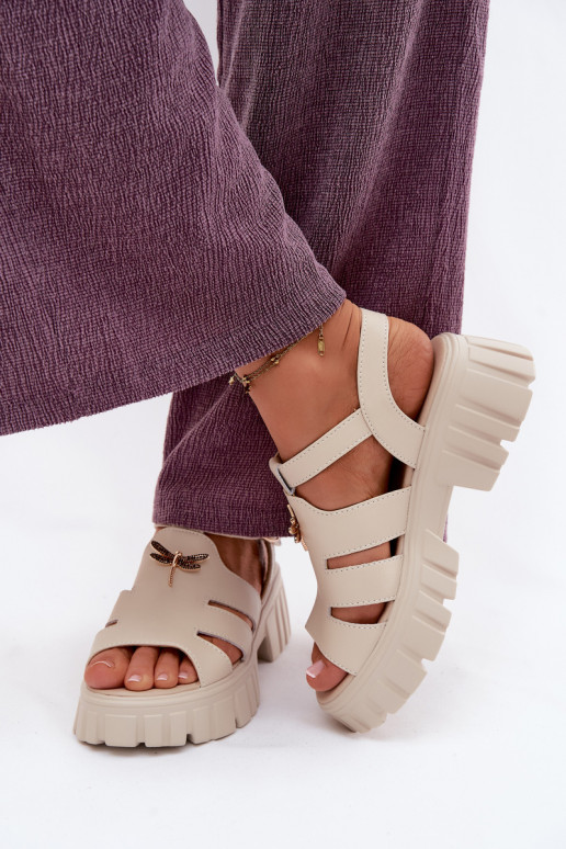 Dámske sandále Dámske s platformouINażką Vinceza 79627 béžová