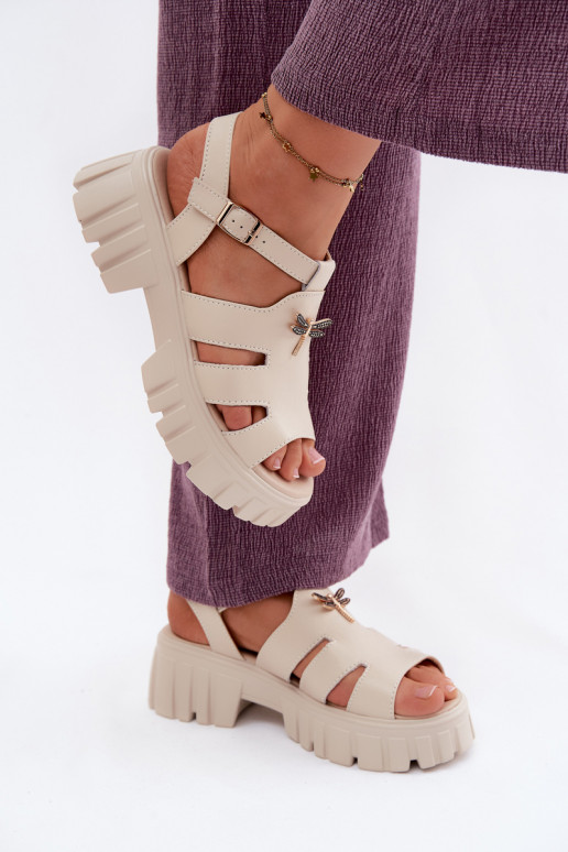 Dámske sandále Dámske s platformouINażką Vinceza 79627 béžová