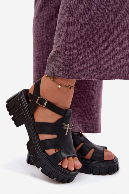 Dámske sandále Dámske s platformouINażką Vinceza 79627 čierna