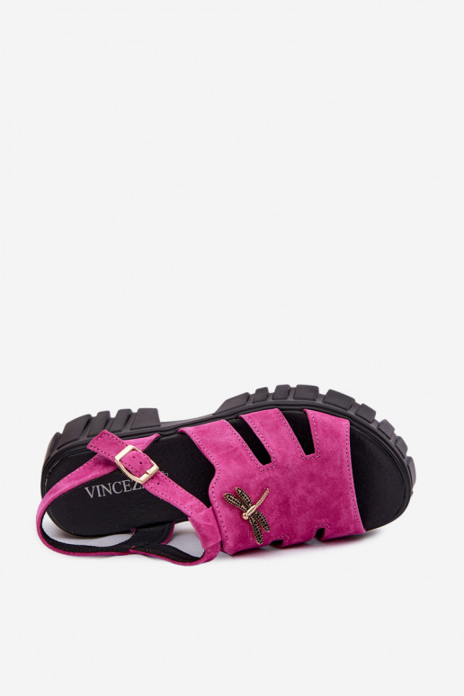 Kožené Dámske semišové sandále s platformouINażką Vinceza 79627 čierna