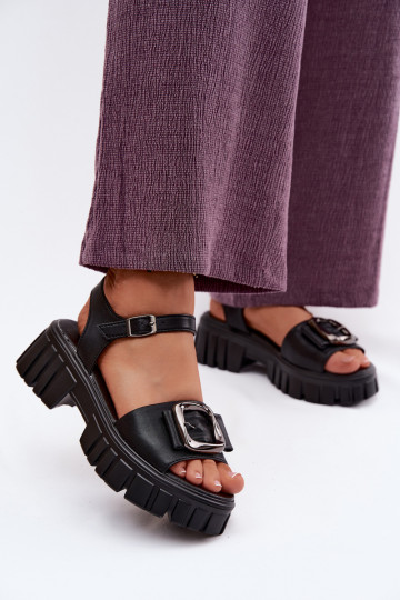 Dámske sandále Dámske s platformou s prackami Vinceza 79611 čierna 2