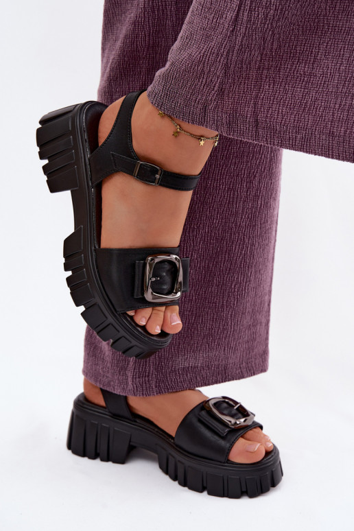 Dámske sandále Dámske s platformou s prackami Vinceza 79611 čierna