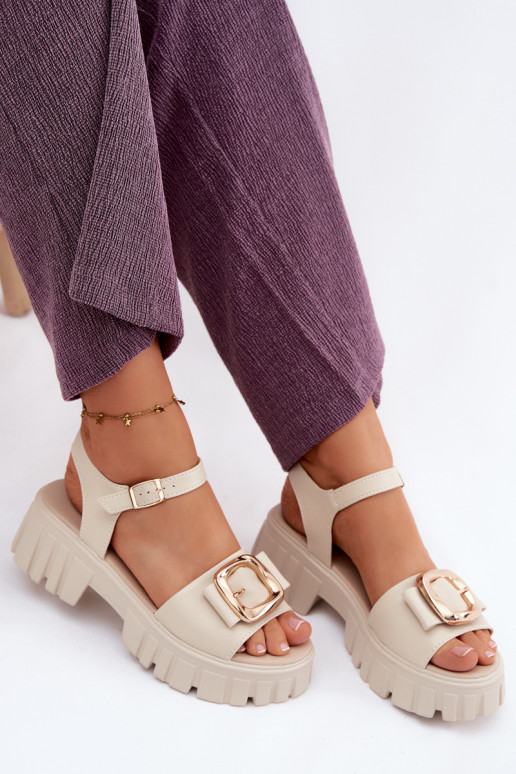 Dámske sandále Dámske s platformou s prackami Vinceza 79611 béžová