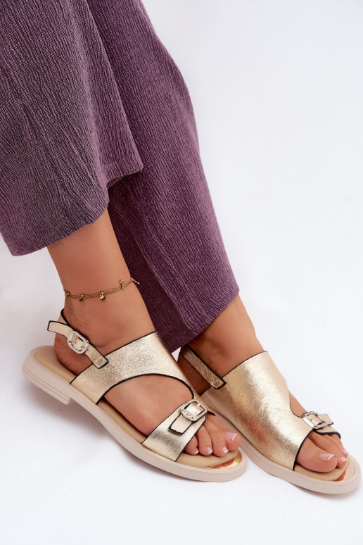 Dámske sandále Dámske so širokými podpätkami Vinceza 86434 zlatej farby