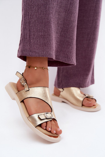Dámske sandále Dámske so širokými podpätkami Vinceza 86434 zlatej farby 2