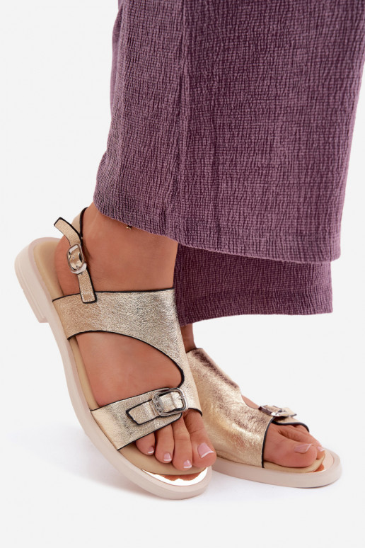 Dámske sandále Dámske so širokými podpätkami Vinceza 86434 zlatej farby