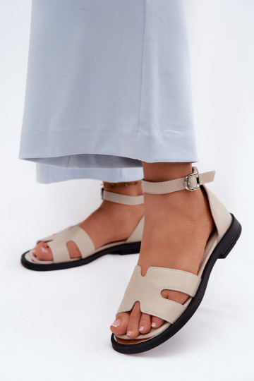 Dámske sandáleZapnutéturalnej Skóry so širokými podpätkami Vinceza 62305 béžová 2