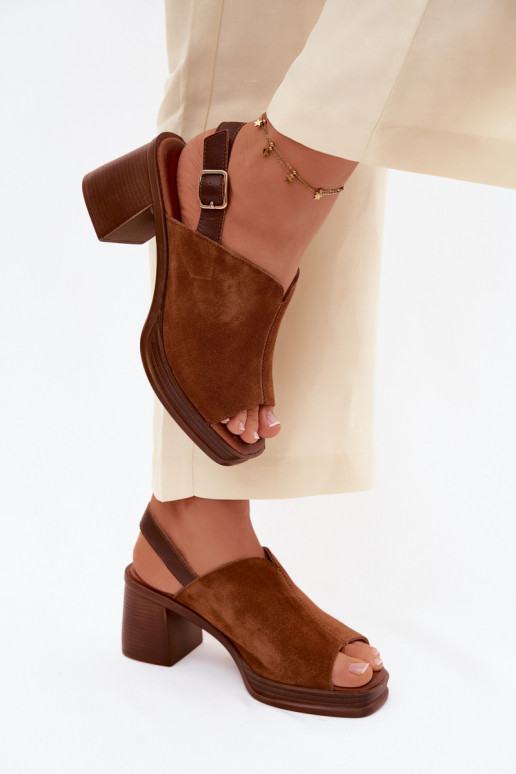 Kožené Elegantné semišové vysoké podpätky Príspevok Vinceza 39995 Hnedá farba