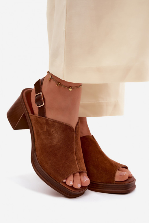 Kožené Elegantné semišové vysoké podpätky Príspevok Vinceza 39995 Hnedá farba