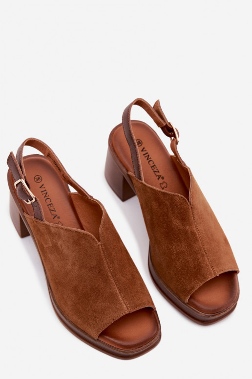 Kožené Elegantné semišové vysoké podpätky Príspevok Vinceza 39995 Hnedá farba